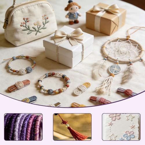 Embroidery Floss - Cross Stitch Threads - Friendship Bracelets Floss - Crafts Floss - 14 Skeins Per Pack Embroidery Floss, Dark Violet Gradient - color: Drk Violet Gradient
