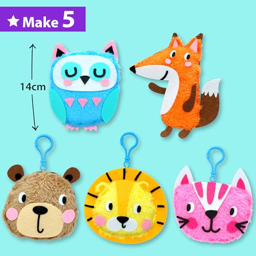 KRAFUN Animal Keyring Charm Sewing Kit Age 6+ | 5 Projects