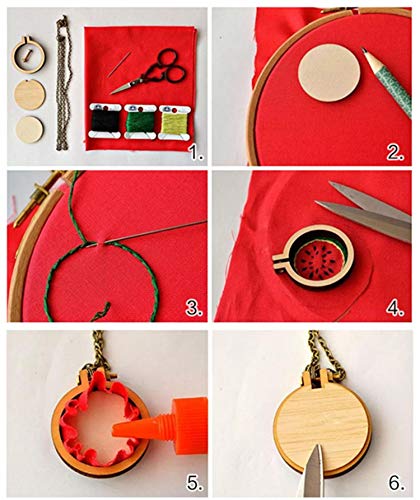 Gnognauq 7pcs Mini Ring Embroidery Circle,Mini Round Oval Wood Hoops DIY Wooden Cross Stitch Hoops for Kit Frame Craft