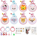 8 Pack Animals Stamped Cross Stitch Kits for Kids Beginners with Frame - color: Animals