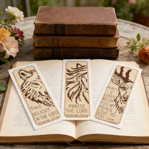 ORIGACH 6 Set Animals & Scripture Verse Cross Stitch Bookmark Kit - style: Animals & Scripture Verse