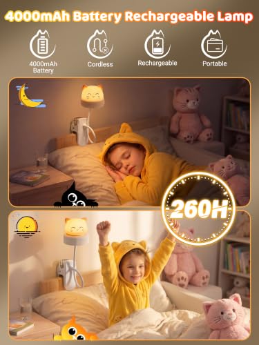Cat Lamp,Dimmable RGB Clip on Light,Cute Desk Lamp Rechargeable Night Light