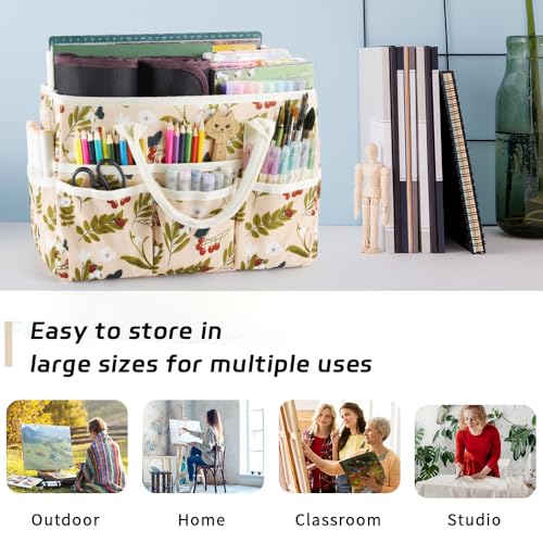 Craft Organizer Tote Bag with Multiple Pockets,Scrapbooking Art Storage - color: Red Fruit