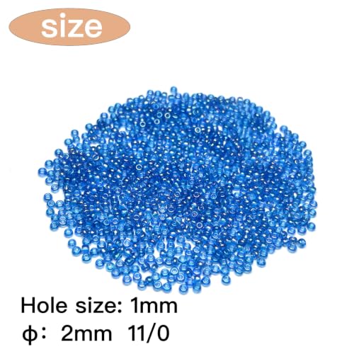 GLRXMX 2100Pcs Glass Beads 2mm Round Seed Beads for Jewelry Making - color: sealue
