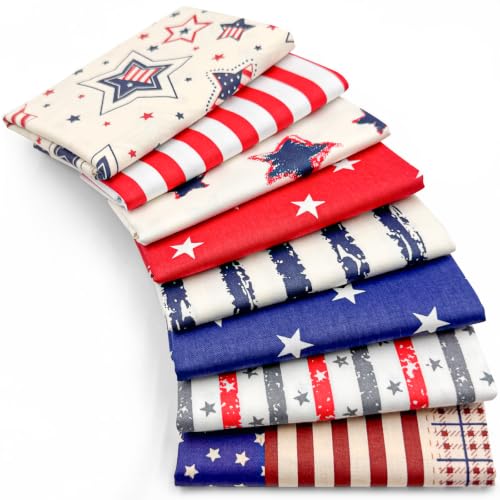 Aubliss 8pcs Fat Quarter Fabric Bundles (100% Cotton - 20'' x 20'') - color: Patriotic