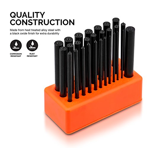 NEIKO 02621A Transfer Punch Set with Premium Heat-Treated Alloy Steel Punches, Hole-Punch Set, Punch Sizes 3/32" to 1/2", 28-Piece Kit - size: 28 Piece Set, style: Transfer Punch