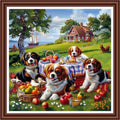 Dimensean Counted Cross Stitch Kit for Beginners, 11CT Unprinted Cross-Stitch Kit Easy Patterns Needlepoint Kit Cross Stitching Embroidery Kit Supplies-Little Dog Family Camping 18x18 inch - color: ColorDIY10