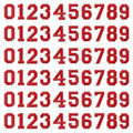 J.CARP 60Pcs Red Number 0 to 9 Patches Iron on Sew on Letters for Clothing, Hats, Shoes, Backpacks, Handbags, Jeans, Jackets etc. - color: 60pcs Number, Red