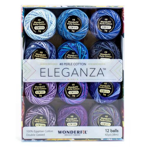 WonderFil 8wt Varigated Eleganza Pack of 12, Celestial