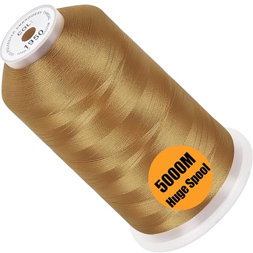 New brothread 5000M Huge Spool Embroidery Machine Thread - Christmas Gold - color: Christmas Gold-1950