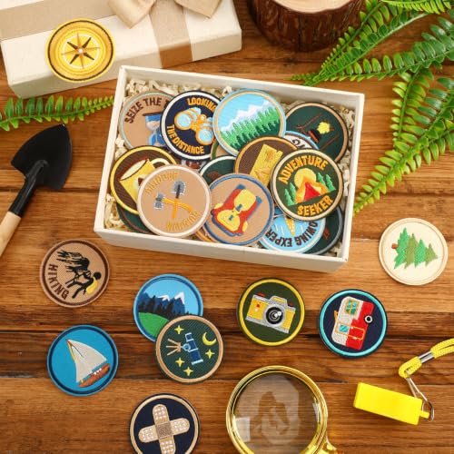AUGSUN 36Pcs Outdoor Camping Iron on Patches,Adventure Embroidered Applique - style: Art Deco