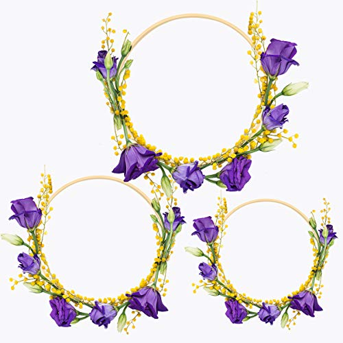 Worown 6 Pack Bamboo Floral Hoops, 3 Size Wooden Floral Wreath Rings for Making Wedding Wreath Decor and Wall Hanging Crafts (8, 10, 12 Inch) - size: 6Pcs (8/10/12 Inch)