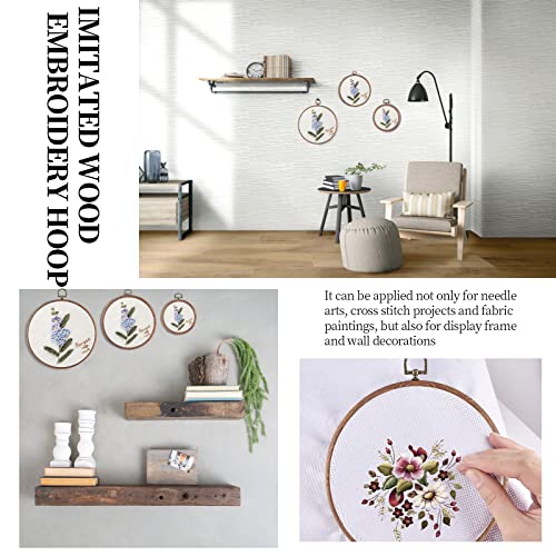 Piutouyar 3 Pcs 3 Sizes Embroidery Hoop Set, Imitated Wood Display Frame - style: 3 Pieces (4"+6.7"+8.4")