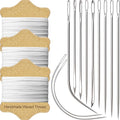 VONEEDL Upholstery Repair Kit: Waxed Sewing Thread (3 Rolls - White Color) & Heavy Duty Needles (11 PCS) for Leather, Canvas & Quilting Thread - color: White 3