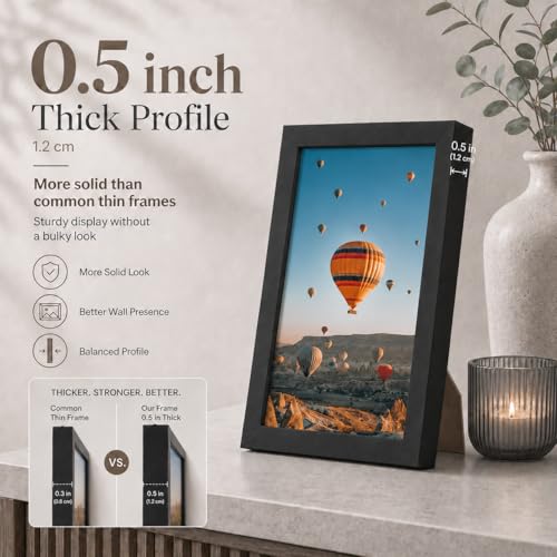 JCJMY 5.5x8.5 Picture Frame Black for Wall Hanging or Tabletop, Wall Mounting Horizontally or Vertically, 5.5 x 8.5 Wall Gallery Poster Photo Frame with Shatter Resistant Plexiglass, Black - color: Black, size: 5.5x8.5 inch