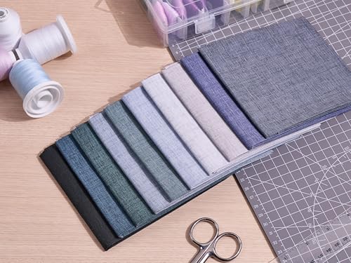 Craftido - 11 Options Solids with Tweed Tonals - Assorted Color Cotton Quilting Fabric Bundles 10pcs Fat Quarters 18"x21" - Medium Weight 5.2oz - for Quilting, Sewing and Crafts - Monochrome - color: Monochrome