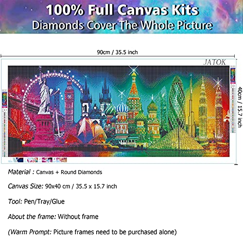JATOK Diamond Painting Kit for Adults, World Landmarks, 35.5 x 15.7 in - color: Turquoise
