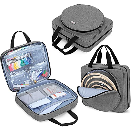 LoDrid Embroidery Project Bag, Square Supplies Storage Tote, Gray, Bag Only - color: Gray