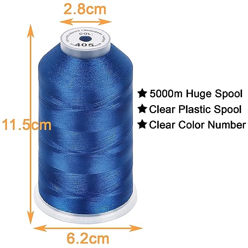 New brothread 5000M Huge Spool Embroidery Machine Thread - Blue - color: Blue-405