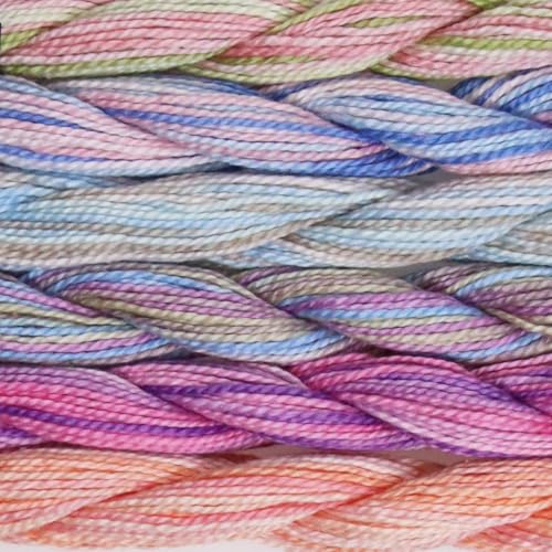 KCS 162 Yards Mercerized Pearl Cotton Crochet Needlepoint Thread,Size 5,6 skeins,Color Variegated 04 - color: 6 Color variegated 04, size: 6 skeins