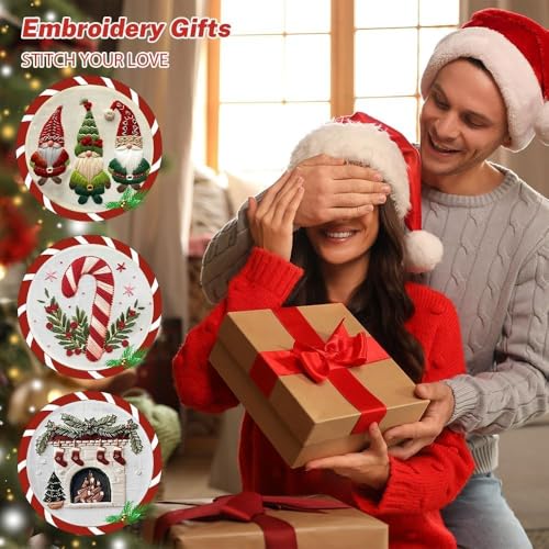 YOUDRN Christmas Embroidery Kits, Fireplaces Embroidery Kits for Adults - color: Fireplaces