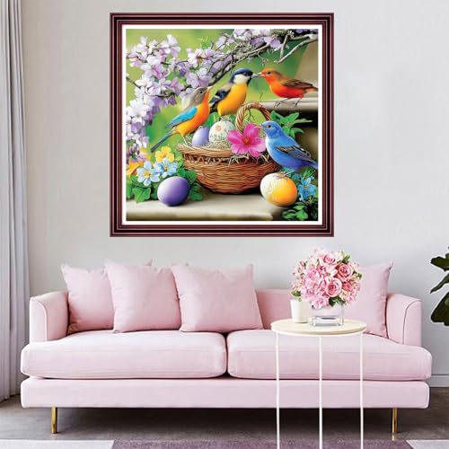 Funchey Counted Cross Stitch Kits for Adults Needlepoint Kits Unprinted Cross Stitching Embroidery Kit 11CT Cross Stitch Supplies-Flower Basket Bird 18x18 inch - color: ArtsKit28