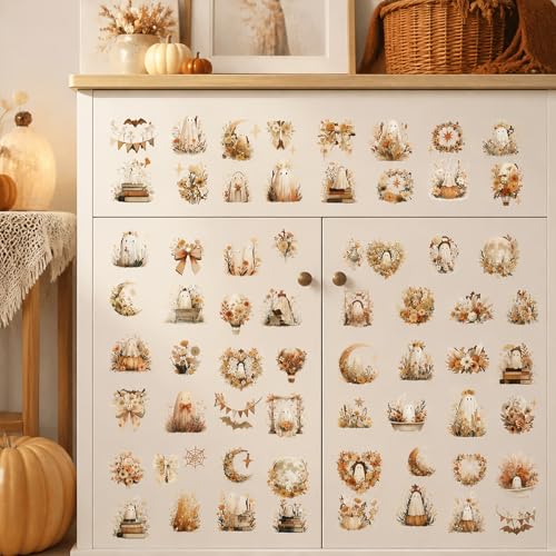 16 Pcs Halloween Fall Rub on Transfers for Crafts 5.7x5.7 Inch - color: Ghost