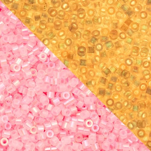 John Bead 25g Cylin Beads Pink Neon Glow in Dark AB 11/0 Glass Cylindrical Seed Beads for Jewelry Bracelets Necklaces Earrings Making Embroidery - color: Pink Neon Glow in Dark AB