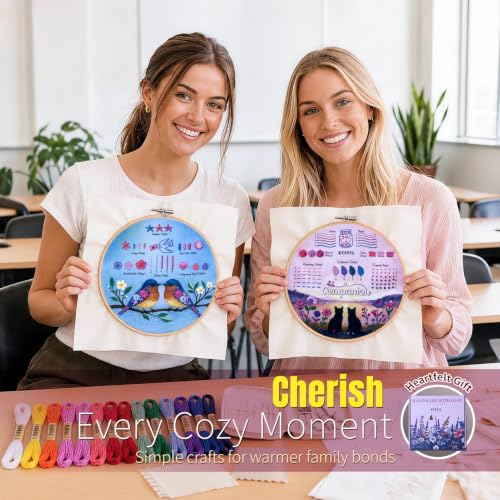 ETSPIL Beginner Embroidery Kit for Adults, Full-Color Print, 4K Video - color: Companion F