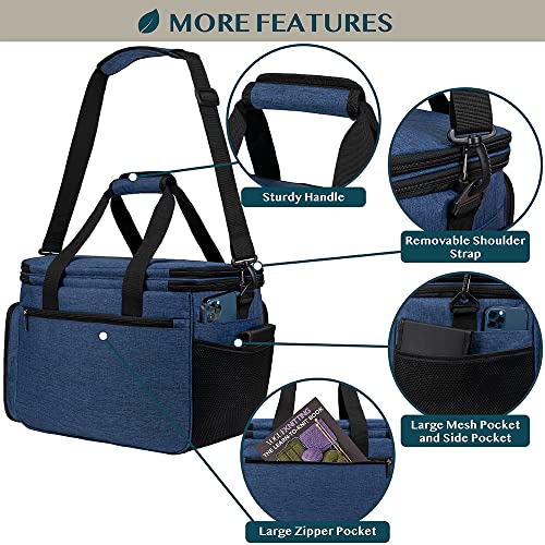 PAVILIA Large Knitting Yarn Storage Bag Crochet Organizer for Knitter, Navy - color: Heather Navy