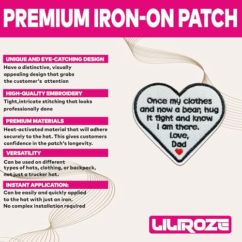 Loving Memorial Family Patch 3 Inches Memory Heart Family Memories Gifts Remembrance Iron On/Sew On Embroidery Fabric Applique Patches for Trucker Hats Clothes DIY Accessories (Style 2, Dad) - color: Style 2, size: Dad
