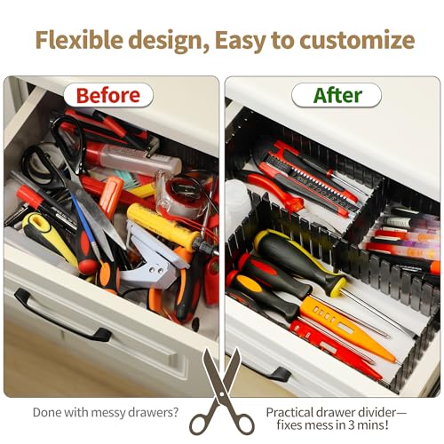 Adjustable Drawer Dividers, Cut-to-Fit DIY Organizers, Black 32 Pack - color: Black 32pcs