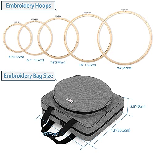 LoDrid Embroidery Kit, Embroidery Project Bag with Embroidery Kit, Gray - color: Gray
