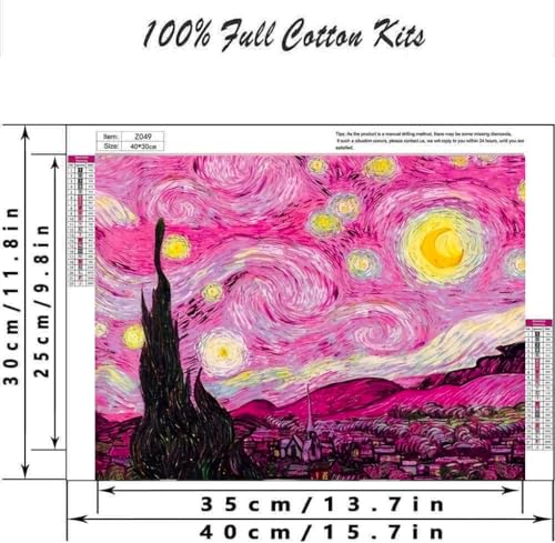 TCDZMYGS Stamped Cross Stitch Kits for Beginners-Starry Sky,12x16in - color: Pink Starry Sky