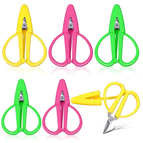 Mixweer 6 Pcs Mini Scissors for Travel Sewing Embroidery, 3 Colors - color: Pink, Green, Yellow