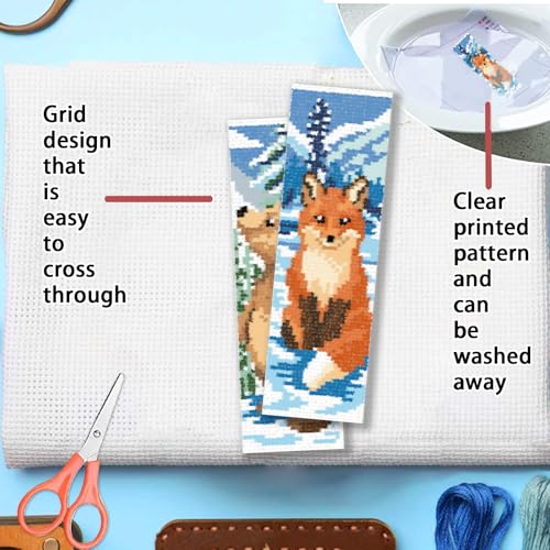 FREEBLOSS 6 Set 11CT Cross Stitch Bookmark Kits 8"x2.4" Winter Animals - style: Winter Animals