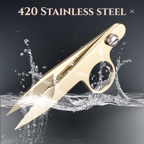 1 Pcs Mini Upgrade Sewing Scissors Fabric Thread Snips Scissors for Sewing Tiny Premium Tailor with Protective Cover Supplies Cutting Clothes Fishing Line Fabric Yarn (Gold) - color: Gold