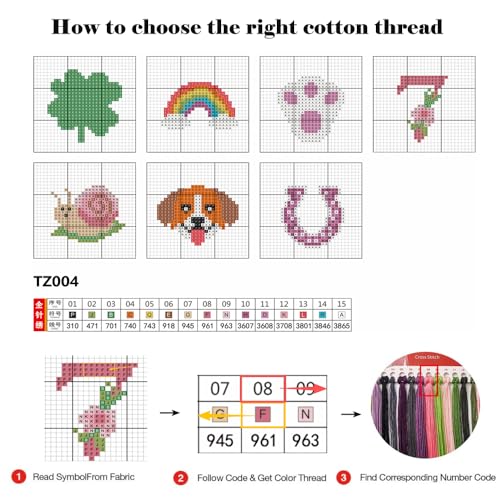 7 Pack Lucky Stamped Cross Stitch Kits for Adults Beginners with Frame - color: Lucky every day