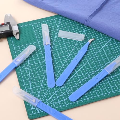 10PCS Seam Rippers for Sewing, 5.8" Stitch Remover Tool with Protective Case and Anti-Slip Handle, Blue Sewing Stitch Remover Knife, Razor Stitchs Thread Cutter for Sewings Embroidery Picking Threads