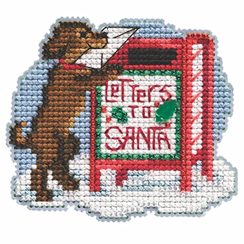 Letters to Santa Beaded Counted Cross Stitch Ornament Kit Mill Hill 2021 Winter Holiday MH182134,Multicolor