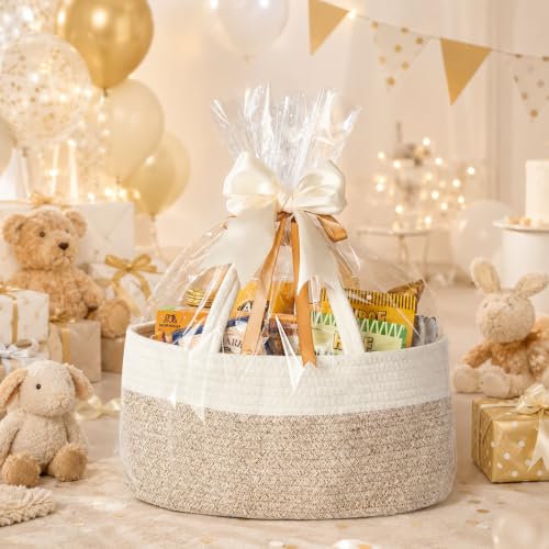 Diaper Caddy Organizer, Gift Basket for Baby Shower, Newborn Essentials - color: Gift White/Beige, size: Small