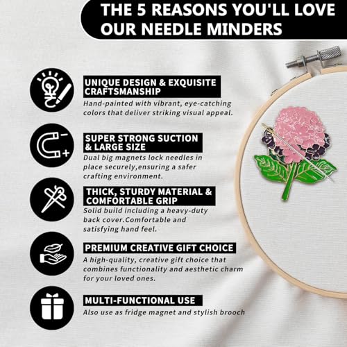 Magnetic Needle Minder Magnet Embroidery Accessories and Supplies Embroidery Needle Holder Cross Stitch Holder Needlework Supplies (Pink Hydrangea) - size: pink hydrangea