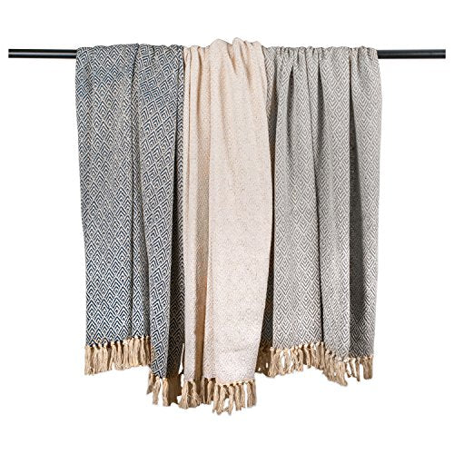 DII Diamond Throw Collection Cotton Woven, 50x60, White - color: White