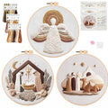 Myfelicity Embroidery kit,Adults Set,Nativity Scene Embroidery Hoop Art Set, Religious Christmas Theme, 3-Piece Collection with Angels and Manger Scene in White Embroidery Cloth - color: 60040-60041-60042