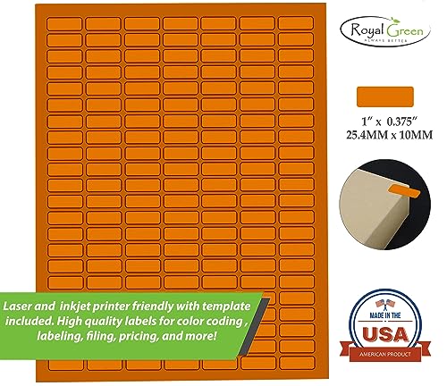 Royal Green Printable Rectangle Labels, 1 x 0.375 Inch - 1078 Pack - color: Neon Orange, size: 1078