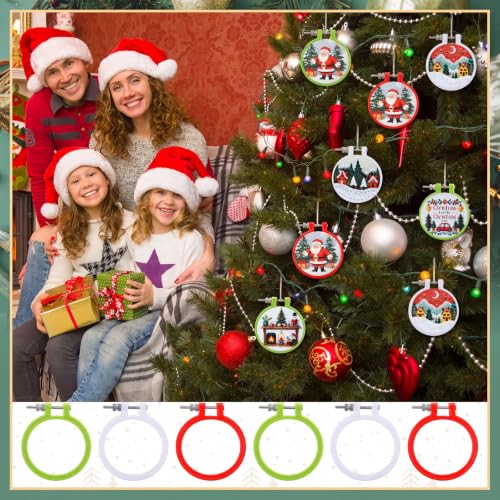 Knitgrip 24 Pcs Embroidery Hoop Adjustable Plastic,Red, Green, White,3 in - color: Red, Green, White, size: 3 in