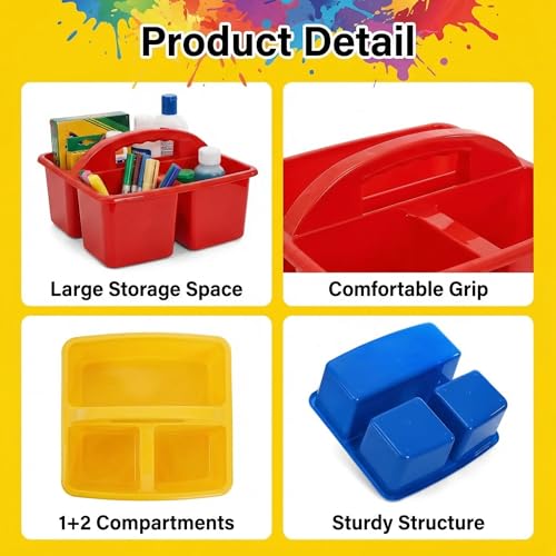 TOPZEA 3 Pack 3 Compartment Portable Classroom Supply Caddy with Handle