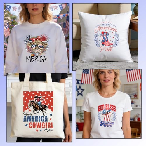 Rngmsi Dtf Transfers Ready to Press - 30 Pcs 4th of July Iron on Transfers for T-Shirts, America Independence Day Iron on Stickers, USA Heat Transfer Vinyl Decals for DIY Fabric Clothes Decor - style: 4th of July
