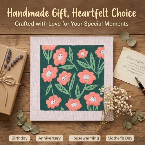 Harimau Embroidery Punch Needle kit Frame, Embroidery Starter Kits for Beginner,Punch Needle Fabric with Pattern,Threader, Yarns,Embroidery Hoops & Rug Punch(Ocean Green) - color: Ocean green
