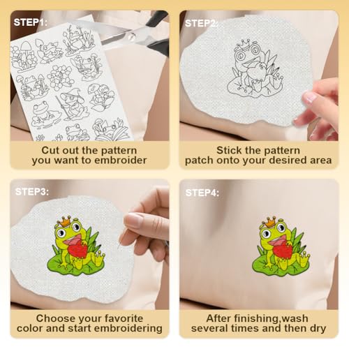27Pcs Frog on Lotus Leaf Water Soluble Hand Sewing Stabilizers - style: Frog